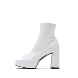 Open Toe Block Heel(White)