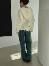 ダメージハーフジップアップフード/Damage Half Zip-Up Hood (3color)