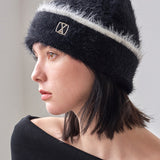 VA Square Stud Hairy Beanie / Black