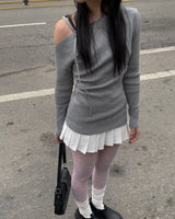 Button pleated skirt pants