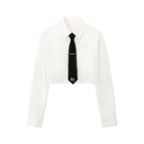ネクタイクロップシャツ/0 1 CT necktie crop shirt - WHITE