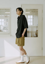 ユニセックスカフハーフパンツ/unisex cuff half pants beige