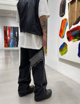 ウェーブワイドワイドブラックデニムパンツ/No.9609 wave widewide black denim PT