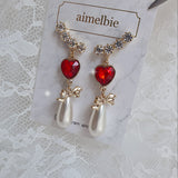 ハートラブウィングイヤリング / Red Heart Love Wing Earring