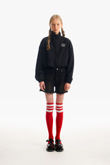 ドゥードゥルチェリークロップウィンドブレーカー／DOODLE CHERRY CROP WINDBREAKER [BLACK]