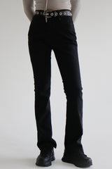 スリップブラックデニムパンツ/no.2330 slip black denim pants