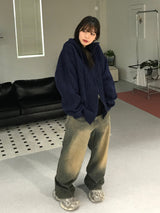 Corbin knit hood zip up