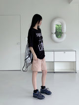 サマーラブハートプリンティングボクシーオーバーサイズフィット半袖Tシャツ / Summer Love Heart Printing Boxy Oversized Fit Short-Sleeved T-Shirt