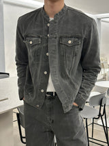セミオーバーチャイナセットアップデニムジャケット / LMN Semi-Over China Setup Denim Jacket (Gray)
