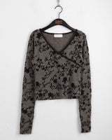 Zlin Paisley Velvet Flower Wrap Long Sleeve T-Shirt
