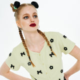 ラウンドネックリボンカーディガン / Round Neck Ribbon Cardigan [Lemon Flower]