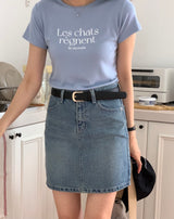 ルシャレタリングＴシャツ / LES CHATS LETTERING T-SHIRTS SKY BLUE