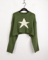 Limu Green Star Crop Knit