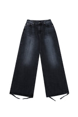 DESTROYED HEM WIDE DENIM_BLACK