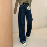 [Four-season item!] straight wide denim pants