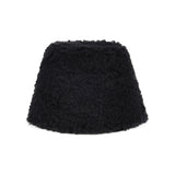 Fur Long Label Boucle Drop Bucket Hat Black