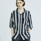 アイロ グランジ ストライプ ジャージ シャツ / airo grunge stripe jersey shirt black