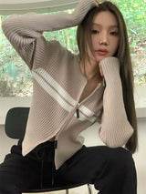 double zip knit cardigan