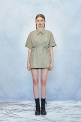 HIDE Cutting Half Sleeves Shirt (Light Khaki) (6570994565238)