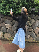 スラッシュデニムハーフパンツ