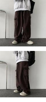 [Jogger, Wide Two-Way] パグフリースストリングビッグワイドカーゴパンツ