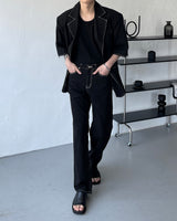 90's リネンデッキステッチオーバーサイズジャケット / 90's Linen Decki Stitch Oversized Jacket (2 colors)