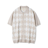 チェッカーボードカラーニットカーディガン / CHECKER BOARD COLLAR KNIT CARDIGAN BEIGE