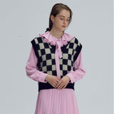 Kid-mohair checkerboard vest - Black (6674921914486)