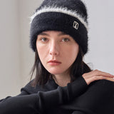 VA Square Stud Hairy Beanie / Black