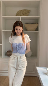 レイヤードニットチューブトップ / layered knit tube top