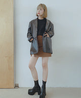 エッセンシャルブレザーレザージャケット/Essential Blazer Leather Jacket J23 Black