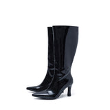 Basic Stiletto Boots Heel(Glossy Black)