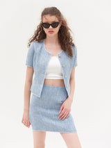 スージーツイードミニスカート/SUZY TWEED MINI SKIRT_BLUE