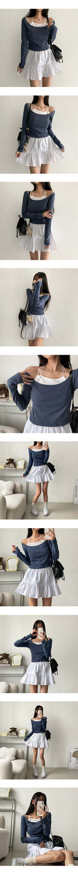 Shirt Square Neck Basic Long Sleeve Tee