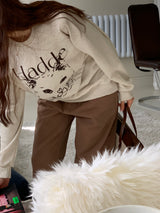 キャットドローイングスウェットシャツ/CAT DRAWING SWEATSHIRTS (OATMEAL)