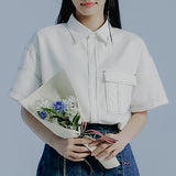 フロントポケットワークシャツ/FRONT POCKET WORK SHIRT_WHITE