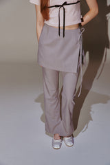 Ribbon Skirt Pants Set Gray
