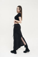 クロップドロゴTシャツ / [Seow] Croped logo T-shirts, black