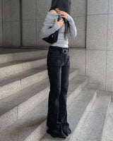 Long roof denim boots cut pants