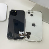 ホワイト　ロープサムキャットカップルフォンケース