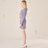 ribbon detail dress set purple