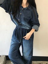Deep ocean denim set up shirt