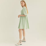 カラーウェイスクエアネックパフドレス / Colourway Square Neck Puff Dress (Mint)