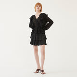 RUFFLED MINI SKIRT (BLACK) (6579684606070)