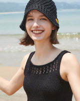 フィッシュネット スクエアネック ニット タンクトップ / FISHNET SQUARE NECK KNIT TANK TOP BLACK