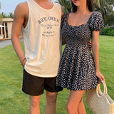 Floral Pattern Shirring One-Piece Swimsuit SW18793F