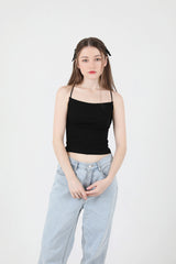 バックスリットクロップスリーブレス / Back Slit Crop Sleeveless Black