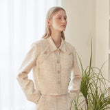 [LINE] Tweed Line Jacket (Beige) (6696309751926)