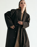 UNISEX FAKE NUBUCK MAXI COAT W - DARK BROWN (6636063457398)
