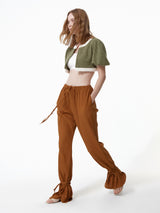 PLEATS ANKLE STRAP PANTS (2 COLOR) (6682303561846)
